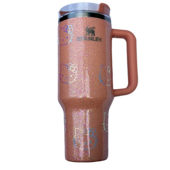 Custom Glittered & Epoxied Melon Holographic Hello Kitty‎ Stanley 40oz - Picture 4 of 9